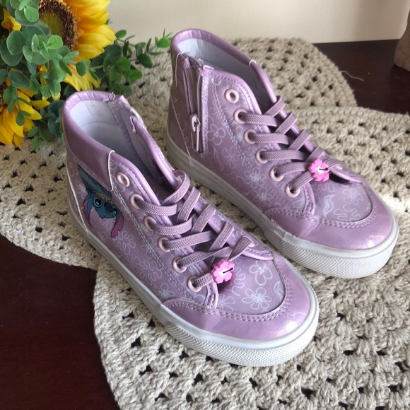 Disney Other - Disney Girls Purple High-Top Stitch Sneakers with Iridescent Finish
